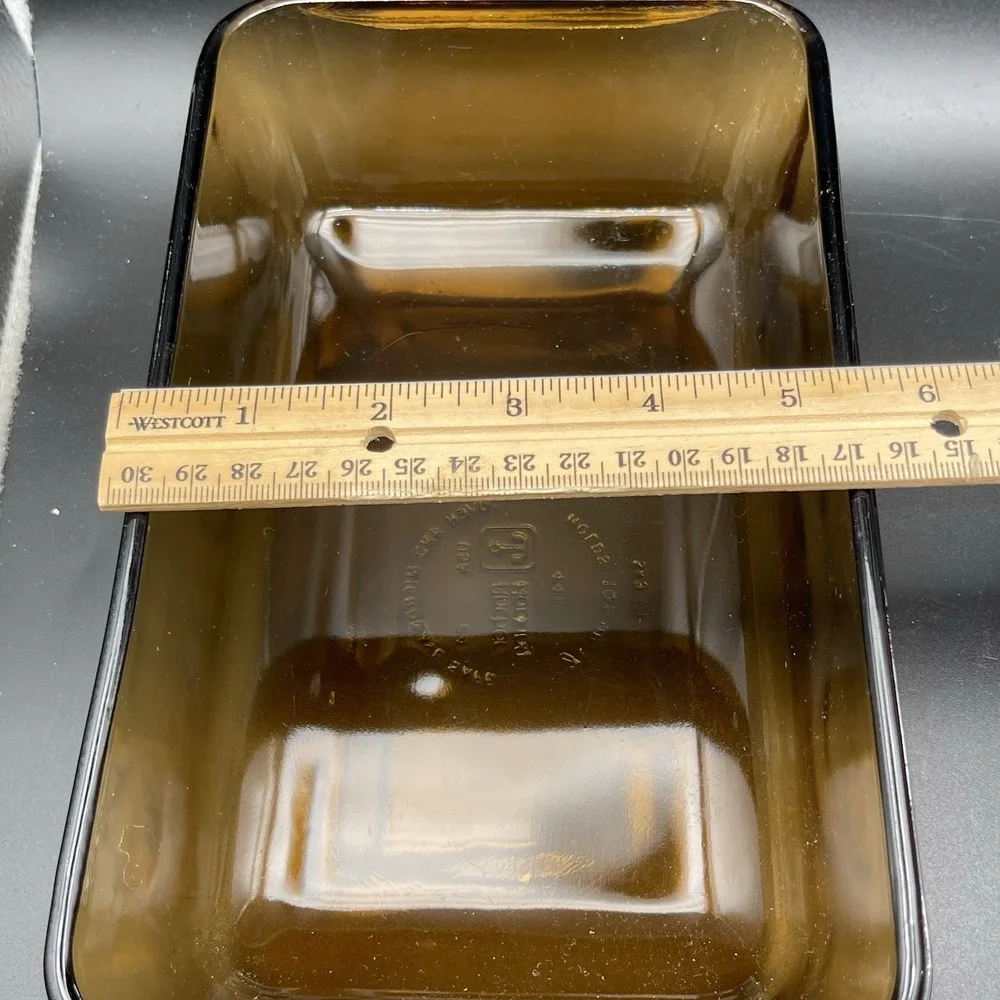 Anchor Hocking Fire-King Amber Glass Loaf Pan 441 1 Quart 5x9‎ Bakeware USA
